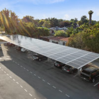 single cantilever galvanized structure solar canopy at los molcajetes Mexican restaurant