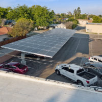 single cantilever galvanized structure commercial solar canopy restaurant parking lot
