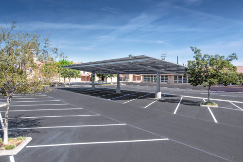 double cantilever commercial solar carport project
